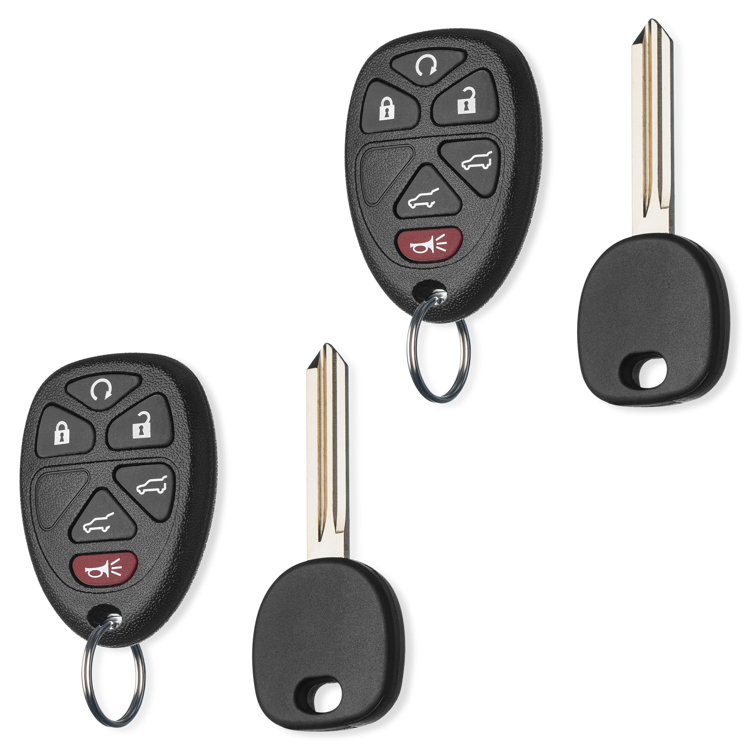 FOBTEK Key Fob Keyless Entry Remote & Uncut Key for Cadillac Escalade Chevy Tahoe GMC Yukon Replacement for OUC60270, 15913427